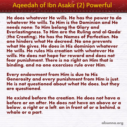 Aqeedah of ibn Aasakir (2)